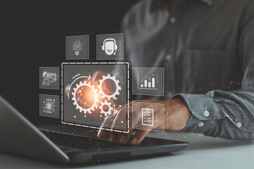 RPA Robotic process automation innovation technology concept. Intelligent system automation. AI....
