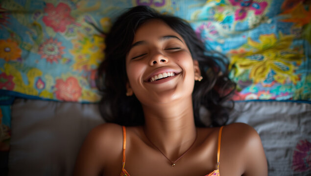 Woman enjoy free sexuality with herself	
