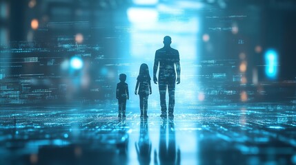 Fototapeta premium Futuristic Family Device Tracking Lifestyle Analytics and Connectivity