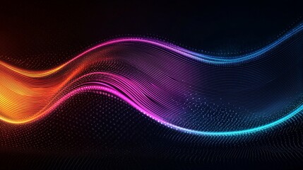 Fototapeta premium Rainbow soundwave pattern, glowing vibrant lines, motion effect