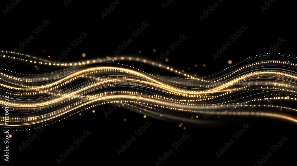 Poster abstract visual showcases glowing data lines combined with light particles, emphasizing big data tec