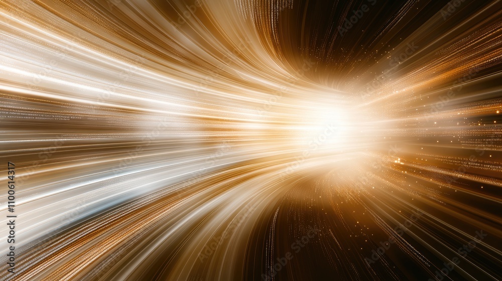 Poster abstract visual showcases glowing data lines combined with light particles, emphasizing big data tec