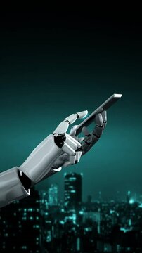 Futuristic robot artificial intelligence huminoid AI programming coding technology development and machine learning concept. Robotic bionic science research for future of human life. 3D rendering.