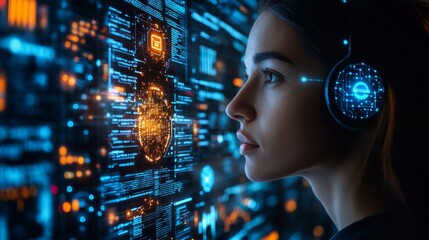 Naklejka premium Exploring the Frontiers of Digital Intelligence,and Cutting-Edge Technology Innovations