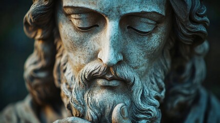 An iconic religious sculpture, detailed textures, dramatic lighting, high resolution