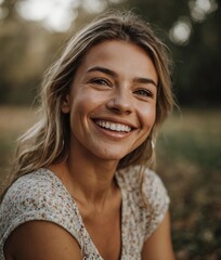 
portrait of a smiling girl in summer outdoors