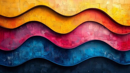Geometric patterns inspired by ocean waves, sharp lines, vibrant colors, modern art style