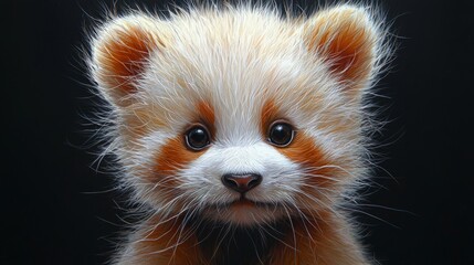 Obraz premium Portrait of a playful panda, fluffy fur, endearing expression, close-up, photorealistic
