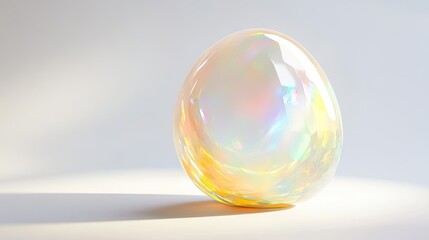 Beautiful iridescent soap bubble reflecting soft light and colors
