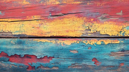 Colorful Abstract Texture of Weathered Painted Wooden Surface