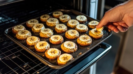 Freshly Baked Delicious Banana Desserts on a Baking Tray