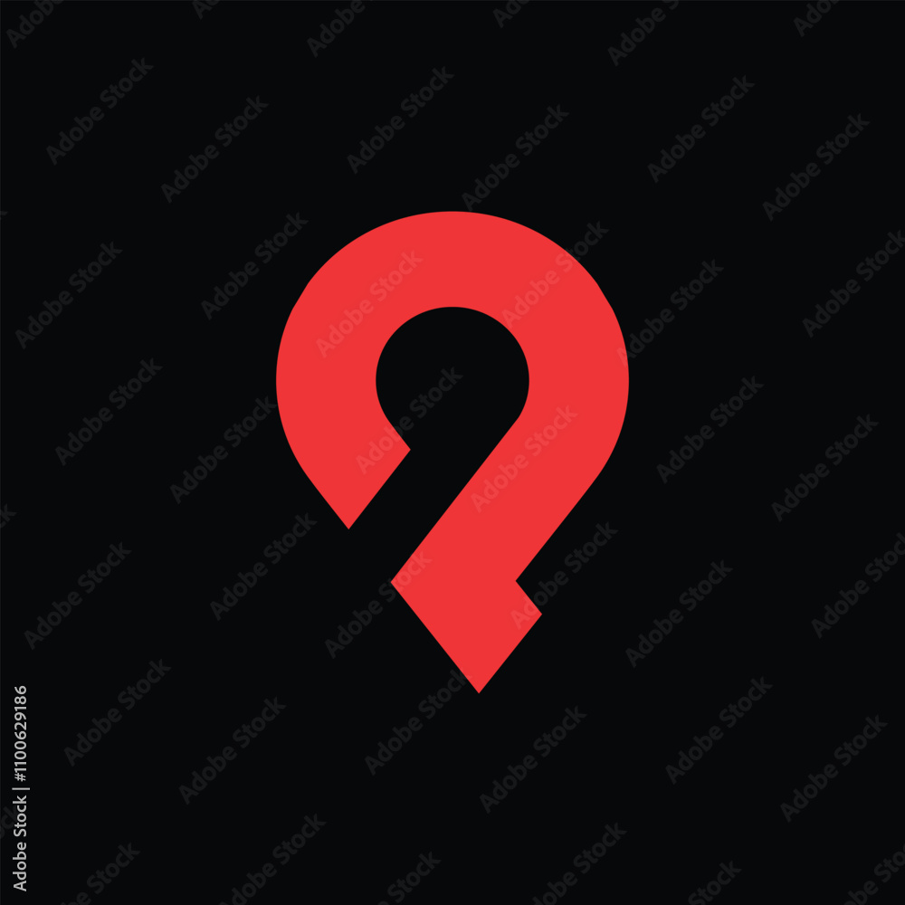 Poster this is a flat logo design of a drop pin icon in letter p shape in orange color on a black backgroun
