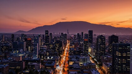 Fototapeta premium Generative AI, Cityscape at Sunset with Iconic Sandstone Monolith