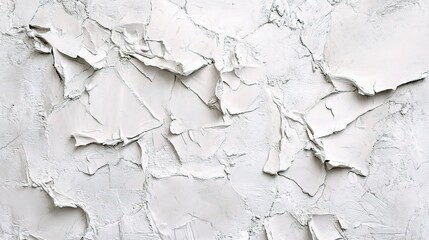 Textured White Surface with Cracked and Peeling Layers of Paint