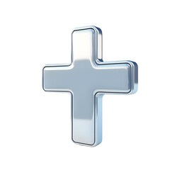 Obraz premium 3D Silver Cross on a Transparent Background for Medical and Creative Design
