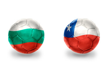 football balls with national flags of bulgaria and chile ,soccer teams. on the white background.