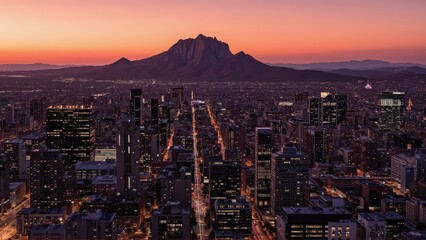 Obraz premium Generative AI, Cityscape at Sunset with Iconic Sandstone Monolith