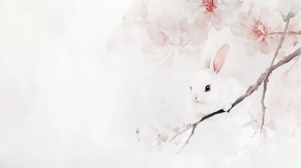 Obraz premium Soft Rabbit in a Gentle Meadow of Wildflowers
