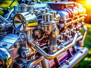 Detailed Close-Up of a Small Vehicle Engine with High Depth of Field Showcasing Intricate Components and Mechanisms for Automotive Enthusiasts and Mechanics Alike