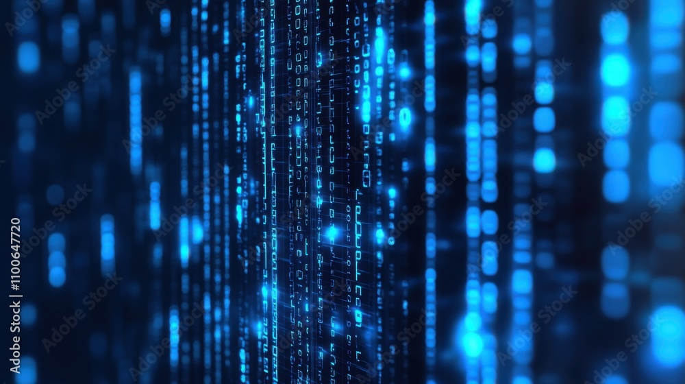 Poster abstract blue binary code background for digital technology concepts
