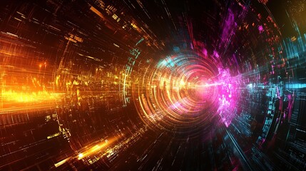 Obraz premium Abstract Energy Burst with Colorful Lights and Digital Patterns