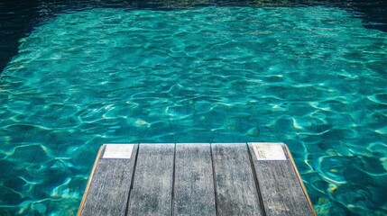 Obraz premium A swimming pool's diving board, outdoor setting with clear water, Refreshing style