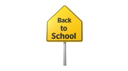 
Caution sign for back to school with a transparent background.