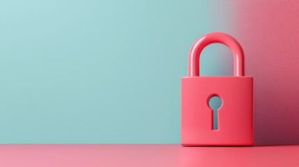 Fototapeta premium SSL Certificate Integrity Concept Colorful padlock on a vibrant background with soft shadows.
