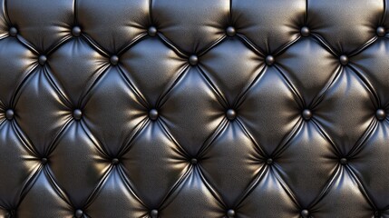 Naklejka premium Close-up Texture of Black Leather Tufted Upholstery Surface Detail