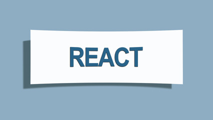 React. A card isolated on blue background.