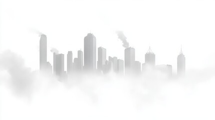 Fototapeta premium Smoggy Skyline over a White Background