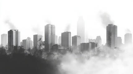 Obraz premium Smoggy Skyline with Air Pollution Effects