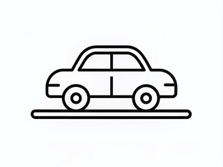 Obraz premium Elegant Rent a Car Line Icon in Black and White for Mobile Apps and Web Design, Perfect for UI Elements and Travel Services