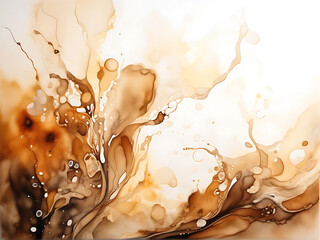 Splash Coffee Alcohol Ink Watercolor Swirl Drop Cream Creamer Espresso Abstract 
