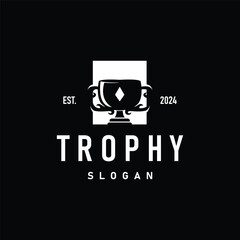 Trophy Logo, Sports Tournament Championship Cup Design. Minimalist Antique Victory Award