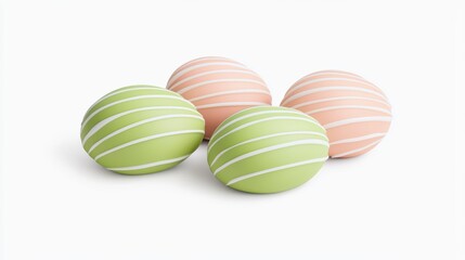 Fototapeta premium Colorful Decorative Eggs with Stripes on White Background