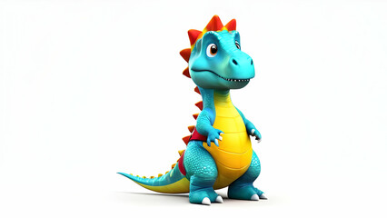 Fototapeta premium Dinosaur cute character isolated for text, on white background 