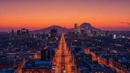 Obraz premium Generative AI, Cityscape at Sunset with Iconic Sandstone Monolith