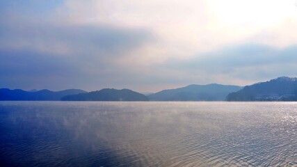 Winter scenery of Daecheong Lake in Korea