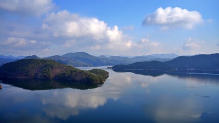 Winter scenery of Daecheong Lake in Korea