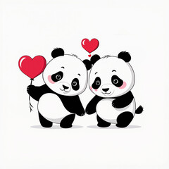 Obraz premium panda with hearts