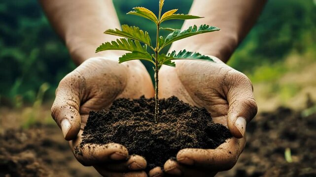 Hands Nurturing Young Plant