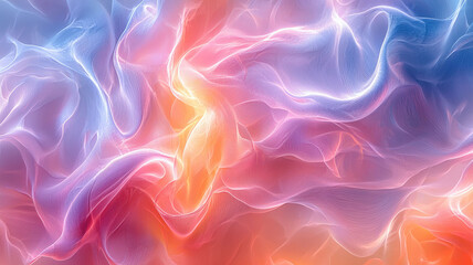 Obraz premium An abstract design featuring flowing ribbons of pastel colors intertwining, forming a dreamlike and ethereal composition. The soft hues and smooth curves evoke a sense of tranquility and whimsy.