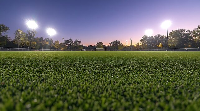 Evening soccer game on a field local park sports photography
