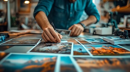 Creative photography session studio art work environment close-up
