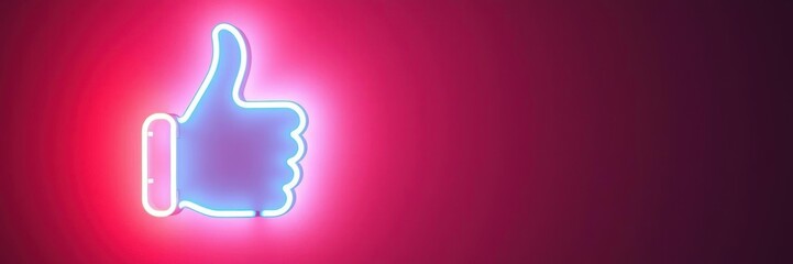 Obraz premium A neon sign featuring a glowing thumb down indicating dislike, next to a thumb up indicating like, creating a feedback concept, like, concept