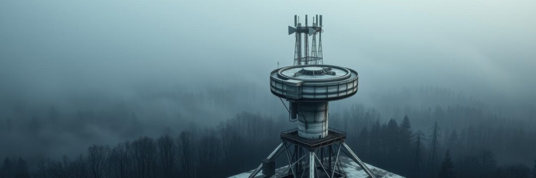 Aerial view of Soviet Horizont radar station Duga in Chernobyl Exclusion Zone, Ukraine, Soviet Union, Soviet