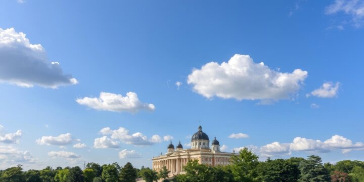 Clouds covering the sky over the Gomel Palace and Park Ensemble of the Rumyantsevs and Paskeviches on a summer day, Greenery, Nature