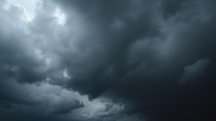 Obraz premium Dark storm clouds filling the sky before a downpour, huge, black