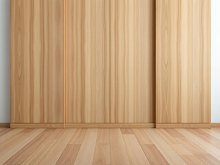 Naklejka premium Empty minimalist room with wood panel wall, clean and simple design for modern interior styling, simple, Muji